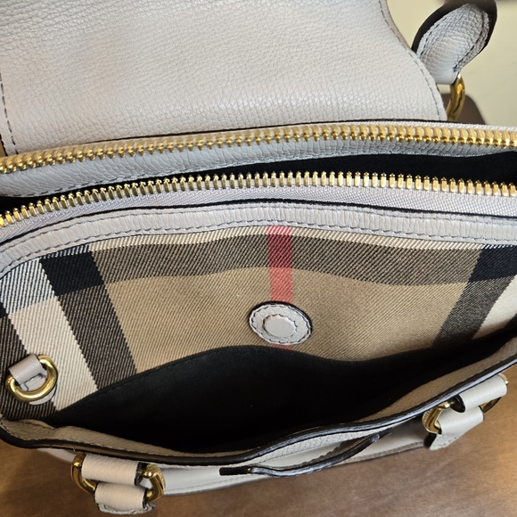 Burberry MILVERTON bag satchel check plaid gray leather NO STRAP - Picture 3 of 13